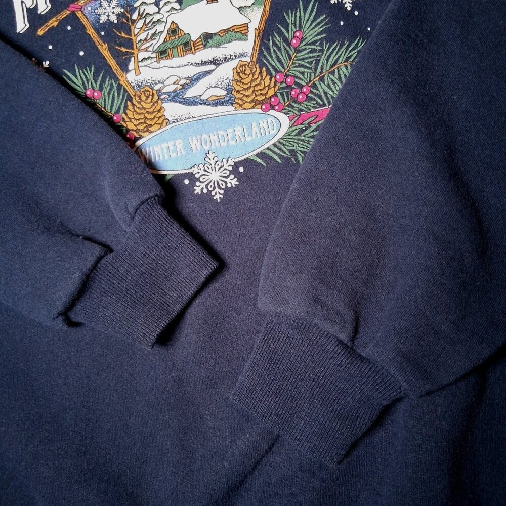 Vintage Minnesota Sweatshirt Large Winter Wonderland Snow Cabin Nature Crewneck - Picture 11 of 13